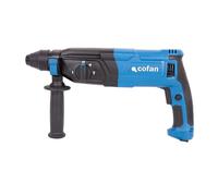 Cofan Martillo Perforador SDS-Plus 1050 W; Energía de Impacto 3;2 J; Martillo Demoledor 5200 bpm; Taladro Percutor con Cable 1200-5200 rpm; 4 funciones; Incluye 3 Brocas y 2 Cinceles