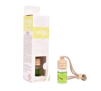 Cofan Pack de 12 o Unitario ambientador de coche aroma té verde y lima, Tapón de madera difusor y cordón colgante, Esencia cítrica y refrescante