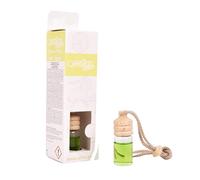 Cofan Pack de 12 o Unitario ambientador de coche aroma té verde y lima, Tapón de madera difusor y cordón colgante, Esencia cítrica y refrescante (Unidades, Lima)