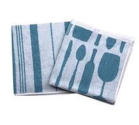 Cofan Pack de 2 paños de cocina | Medida 50 x 50 cm | Color azul con estampado | Modelo Malbec