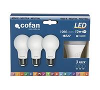 Cofan Pack de 3 Bombillas | Led | Classic | 1060 Lúmenes | Rosca E27 | Potencia 12 W | Luz Neutra