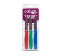 Cofan Pack de 3 cuchillos puntilla de acero inoxidable | Colores: rojo, verde y azul | Hoja de 8,5 cm con mango ergonómico | Apto para lavavajillas