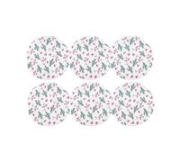 Cofan Pack de 6 salvamanteles navideños individuales | Bajoplatos redondos con ramas y bayas rojas | Color: blanco | Diámetro: 38 cm