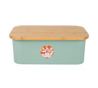 Cofan Panera con tapa de bambú | Tapa y tabla de corte | Color: blanco, negro o verde con madera | Gran capacidad de 6,5 l | Diseño minimalista | Conserva el pan fresco (Verde, 36 x 24 x 13 cm)