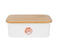 Cofan Panera con tapa de bambú | Tapa y tabla de corte | Color: blanco, negro o verde con madera | Gran capacidad de 6,5 l | Diseño minimalista | Conserva el pan fresco (Blanco, 36 x 24 x 13 cm)