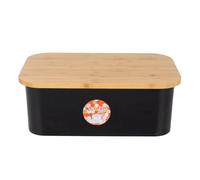Cofan Panera con tapa de bambú, tabla de corte, 6,5 l, diseño minimalista – Negro
