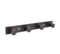 Cofan Perchero de pared con 3, 4 o 6 ganchos | Acero inoxidable | Color: negro | Acabado: mate | Colgador de pared para baños, entradas, cocinas (1, 4 Pomos (21,6 x 2,7 x 2,8 cm))