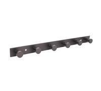Cofan Perchero de pared con 3, 4 o 6 ganchos | Acero inoxidable | Color: negro | Acabado: mate | Colgador de pared para baños, entradas, cocinas (1, 6 Pomos (33,51 x 2,7 x 2,8 cm))