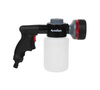 Cofan Pistola de Riego Multifunción con 6 Posiciones y Depósito Dispensador para Jabón de 500 ml | Perfecta para Jardinería y Limpieza