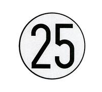 Cofan Placa de aluminio con homologación V-4 | Velocidad máxima permitida a 25 km/h. Para vehículos especiales con límites de velocidad | Ø 200 mm de diámetro