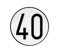 Cofan Placa de aluminio con homologación V-4 | Velocidad máxima permitida a 40 km/h. Para vehículos especiales con límites de velocidad | Ø 200 mm de diámetro