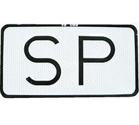 Cofan Placa "SP" V-9 Servicio público | Medidas 15 X 7,5 cm y 22,5 X 12 cm | Fabricada en aluminio + laminado retro reflectante