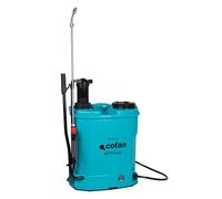 Cofan Pulverizador de espalda eléctrico | Capacidad: 16 litros | Batería de litio 12 V 8Ah | Doble uso manual y automático | Lanza 60 cm | 4 Boquillas | Correas acolchadas