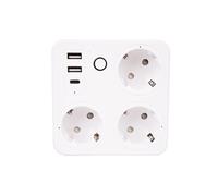 Cofan Regleta inteligente WiFi | 3 tomas + 2 puertos USB + 1 puerto USB-C | Aplicación: Smart Life o Tuya | Con protección para niños | Compatible con Alexa y Google | Temporizador, programador de hor