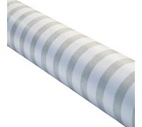 Cofan Rollo de Mantel Antimanchas | Diseño con Rayas Blancas y Beige | Materiales: Vinilo y poliéster | Impermeable | Fácil de Limpiar | Medida: 1,40 x 20 Metros