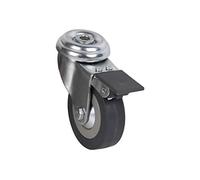 Cofan Rueda de goma gris con freno de metal para tornillo pasante | Diámetro: 75 mm | Hasta 45 kg de peso