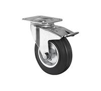 Cofan Rueda de goma y metal con placa giratoria y freno | Con diámetros desde 80 mm hasta 125 mm | Para pesos desde 80 kg hasta 150 kg