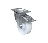 Cofan Rueda de nylon con freno y placa giratoria | Con cojinete liso | Para pesos de hasta 150 kg y diámetros de 80, 100 y 125 mm