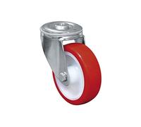 Cofan Rueda de poliuretano con agujero pasante y giratoria | Con cojinete liso | Para pesos de hasta 150 kg y diámetros de 80, 100 y 125 mm