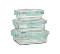 Cofan Set de 3 Fiambreras Rectangulares de Borosilicato | Modelo Aghata | Capacidad 640-1040-1520 ml