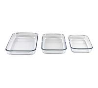 Cofan Set de 3 fuentes rectangulares de borosilicato Modelo Baritina I Capacidad: 1600 ml - 2200 ml - 3000 ml