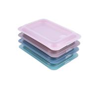 Cofan Set de 4 porta embutidos apilables | Fiambreras para embutido y alimento | Tapa transparente | Colores crema, azul, verde y nude | Aptos para microondas y lavavajillas | Medidas: 25 x 17 x 3 cm
