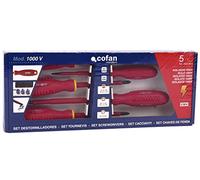 Cofan Set de destornilladores aislados 1000 V | 5 piezas | Tipo Phillips, Pozi y Plano