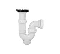 Cofan Sifón Curvo | Con Salida de Ø40 mm | Con Racor de 1" 1/2 x 70 | Válvula para Lavabo y Bidé | Fabricado en Polipropileno | Junta Cónica Reductora de Ø32 mm
