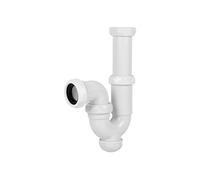 Cofan Sifón Curvo | Con Salida de Ø40 mm | Con Racor de 1" 1/2 x 70 | Válvula para Lavabo y Bidé | Fabricado en Polipropileno | Junta Cónica Reductora de Ø32 mm