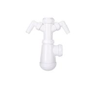 Cofan Sifón de Botella con 2 Tomas Auxiliares para Fregadero, Salida Horizontal Ø32-40 mm y Racor 1 1/2", Sifón Extensible