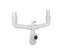 Cofan Sifón de Botella | Extensible | Con Salida de Ø40 mm | Doble Racor 1" 1/2 | Junta cónica reductora de Ø32 mm | Toma Auxiliar para Electrodomésticos