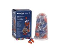 Cofan Tapones de protección auditiva desechables con cuerda naranja Pack de 50 o 10 unidades
