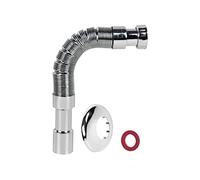 Cofan Tubo Flexible Metalizado | Longitud: 300-720 mm| Para Lavabo y Bidé | Medidas: 1" 1/2 Ø32-40 mm o 2" 2/2 Ø40-50 mm | Incluye Junta Plana y Embellecedor