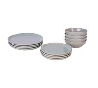 Cofan Vajilla de cerámica verde | Set de 12 piezas | Diseño irregular | Apta para lavavajillas y microondas