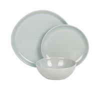 Cofan Vajilla de cerámica verde | Set de 12 piezas | Diseño irregular | Apta para lavavajillas y microondas