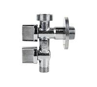 Cofan Válvula de Escuadra con Doble Salida | Medidas: 1/2" x 3/4" x 3/8" | Fabricada en Latón CW617N | Rosca de Entrada a Gas