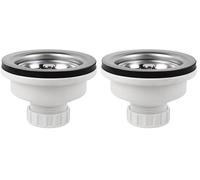 Cofan Válvula para fregadero | Fabricada en Polipropileno | Medidas: 1" 1/2 x 115 | Con Cesta de Rejilla de Acero Inox. | Alta Capacidad de Desagüe | Fabricada en Polipropileno (Paquete de 2)