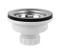 Cofan Válvula para fregadero | Fabricada en Polipropileno | Medidas: 1" 1/2 x 115 | Con Cesta de Rejilla de Acero Inox. | Alta Capacidad de Desagüe | Fabricada en Polipropileno
