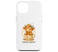 Coffee Addict Cute Highland Cow In Mug Carcasa para iPhone 13