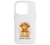 Coffee Addict Cute Highland Cow In Mug Carcasa para iPhone 14 Pro