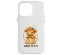 Coffee Addict Cute Highland Cow In Mug Carcasa para iPhone 14 Pro MAX