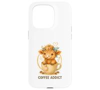 Coffee Addict Cute Highland Cow In Mug Carcasa para iPhone 15 Pro