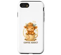 Coffee Addict Cute Highland Cow In Mug Carcasa para iPhone SE (2020) / 7/8