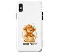 Coffee Addict Cute Highland Cow In Mug Carcasa para iPhone X/XS