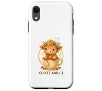 Coffee Addict Cute Highland Cow In Mug Carcasa para iPhone XR