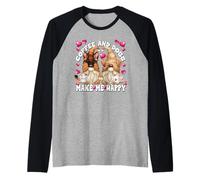 Coffee and Dogs Saying For Dog Mom and Dad Funny Gnomes Camiseta Manga Raglan
