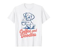 Coffee and Doodles Funny Retro Dog Lover Graphic Camiseta