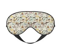 Coffee and Sweets - Máscara de ojos suave con estampado de chocolate y azúcar, funda reversible para viajes, correa ajustable, oscurecimiento para dormir