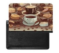 Coffee And Sweets - Soporte para pasaporte de chocolate y azúcar, para documentos de viaje, piel sintética, tarjetero de crédito, minimalista, bolsillo frontal, cartera para pasaporte, funda delgada y