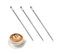 Coffee Art Pen, Latte Art Needle, Bolígrafos para Decoración de Café, Bolígrafos para Café de Acero Inoxidable, Herramienta de Decoración de Latte con Aguja de Café DIY, para Cappuccino, 3Pcs